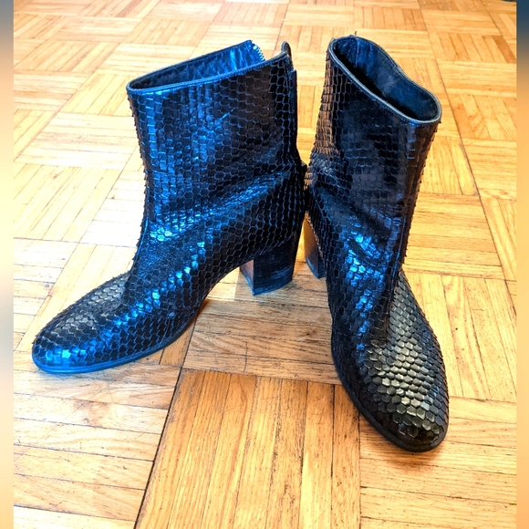 Leather Ecco Boots, snakeskin effect US 9/40 - Picture 1 of 5
